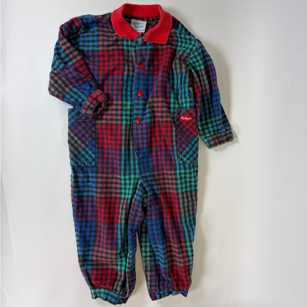 VTG‎ Rare OshKosh B’Gosh Baby Unisex Coverall Romper Size 24 Months Checkered